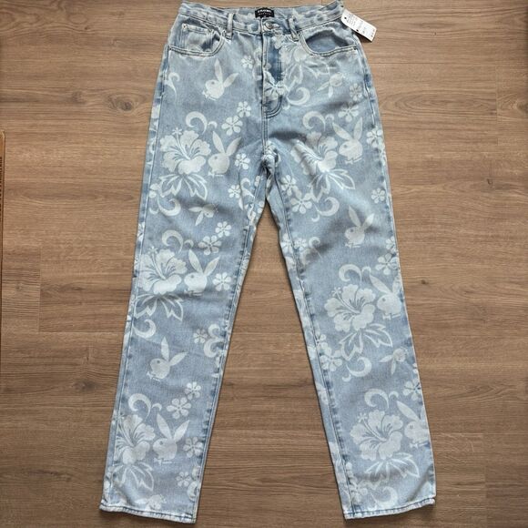 Playboy by PacSun Floral Bunny Logo Jeans Women’s Size 28 Light Wash Denim NWT - Picture 10 of 10